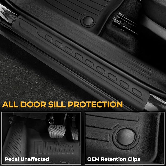 Floor Mats for Nissan Kicks 2025-2026, All Weather Floor Mats Trunk Cargo Liner and Door Sill Guards Accessories, Full Coverage Set (Fit for FWD/AWD)