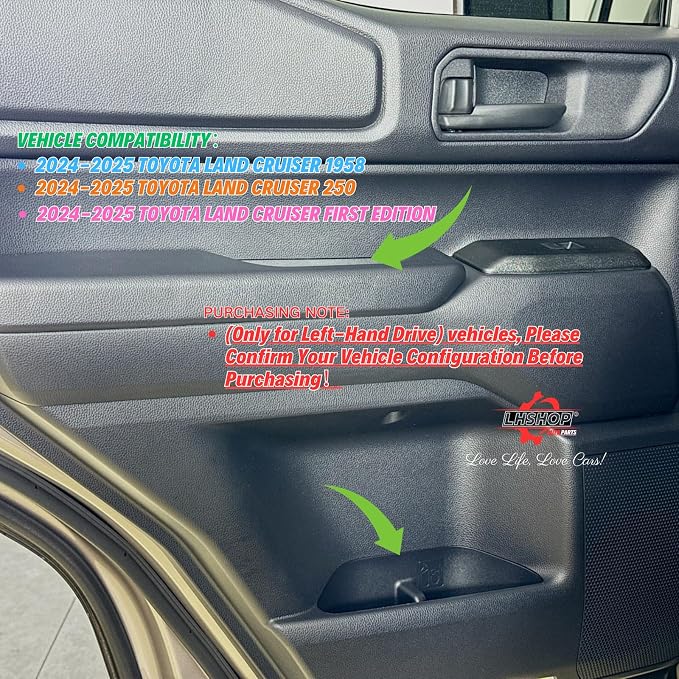 For 2026 2025 2024 Toyota Land Cruiser 1958 LC250 Prado Accessories - 4 Door Pocket Liner Protector with Door Handle Insert Organizer Storage Box - Front Rear Interior Accessories, 10 Pack