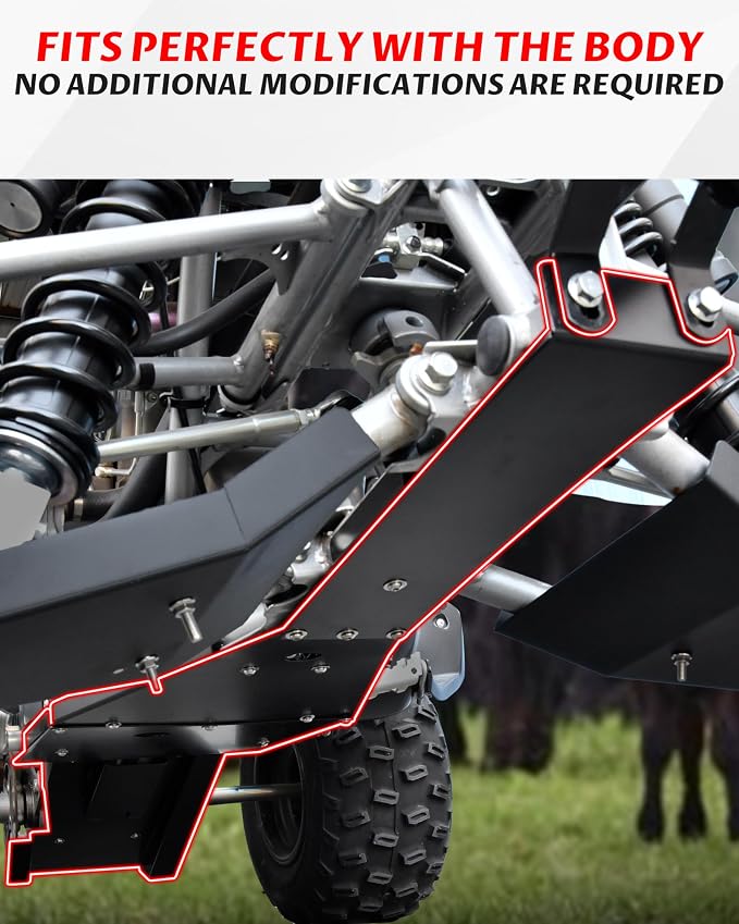 SAUTVS Aluminum Frame Skid Plate & Swing Arm Skid Plate Gaurd Kit for Yamaha Raptor 700 700R 2006-2026 Accessories, Black Combined Full Chassis Protector