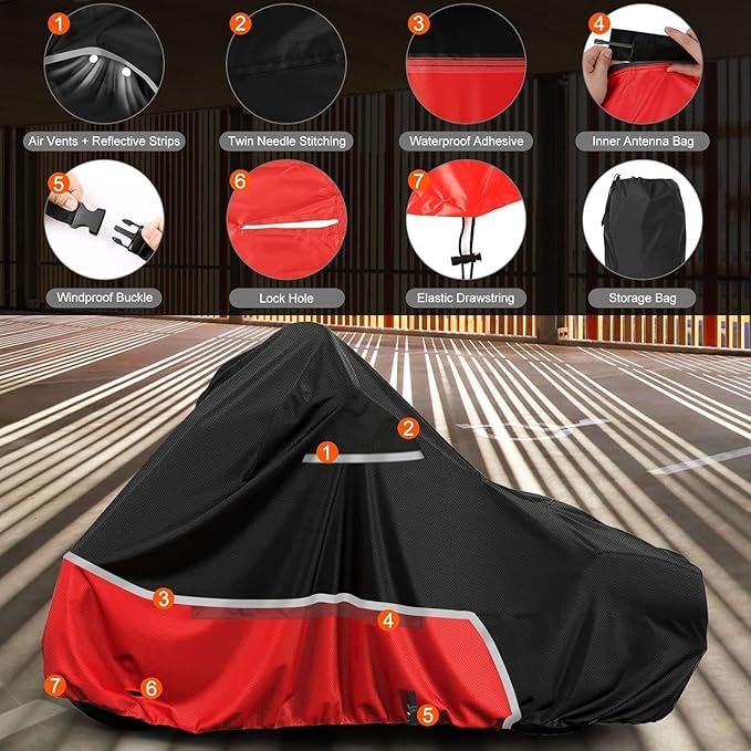 Waterproof Motorcycle Cover Replace for Honda Scooter Model, 420D Oxford Cloth Honda Ruckus, Metropolitan, Dio and ADV150 Scooter Cover for Snow Rain Dust Protection