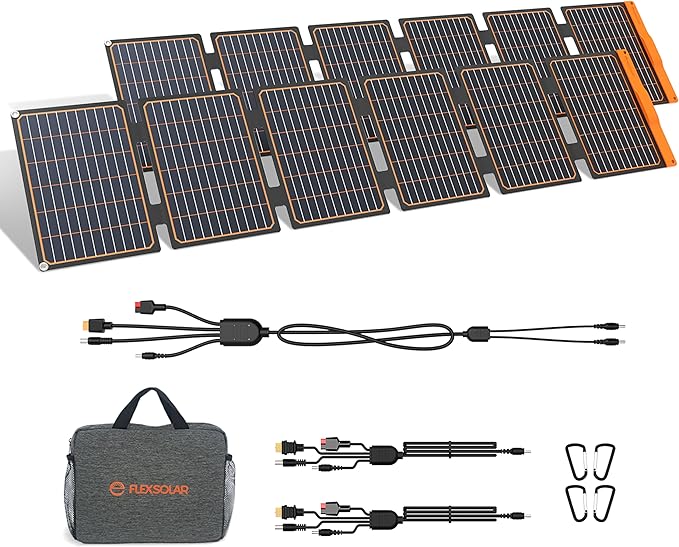 FlexSolar 2PCS 60W Portable Solar Panels Chargers with PD3.0 USB-C,QC3.0 USB-A and DC Outputs Foldable IP67 Waterproof Power Emergency Camping for Small Power Station Generator,Phones, Power Banks