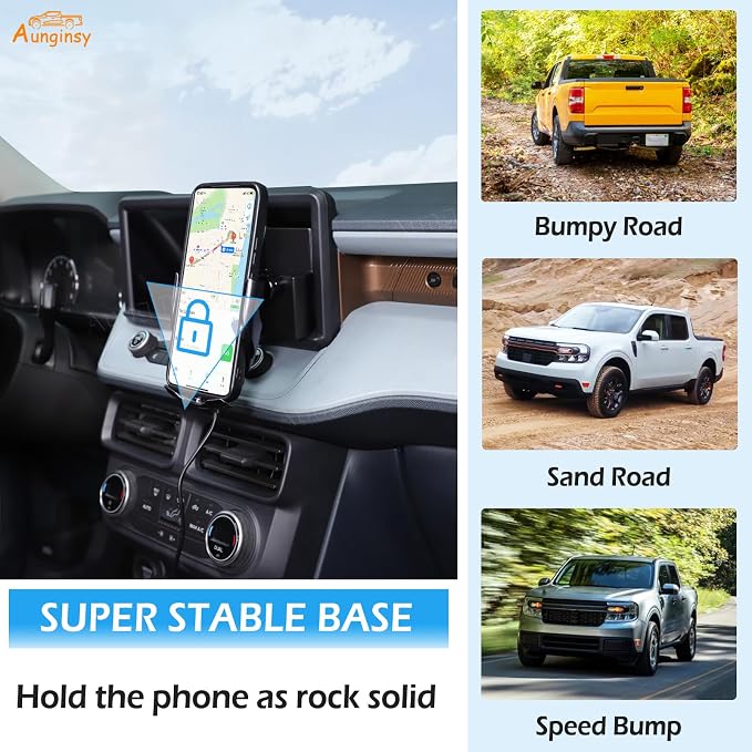 Aunginsy Dashboard Hidden Screen Drawer Organizer with Phone Holder Compatible with Ford Maverick 2022 2023 2024 Car Multimedia Display Right Side Panel Storage Box Truck Dash Cubby Insert Accessories