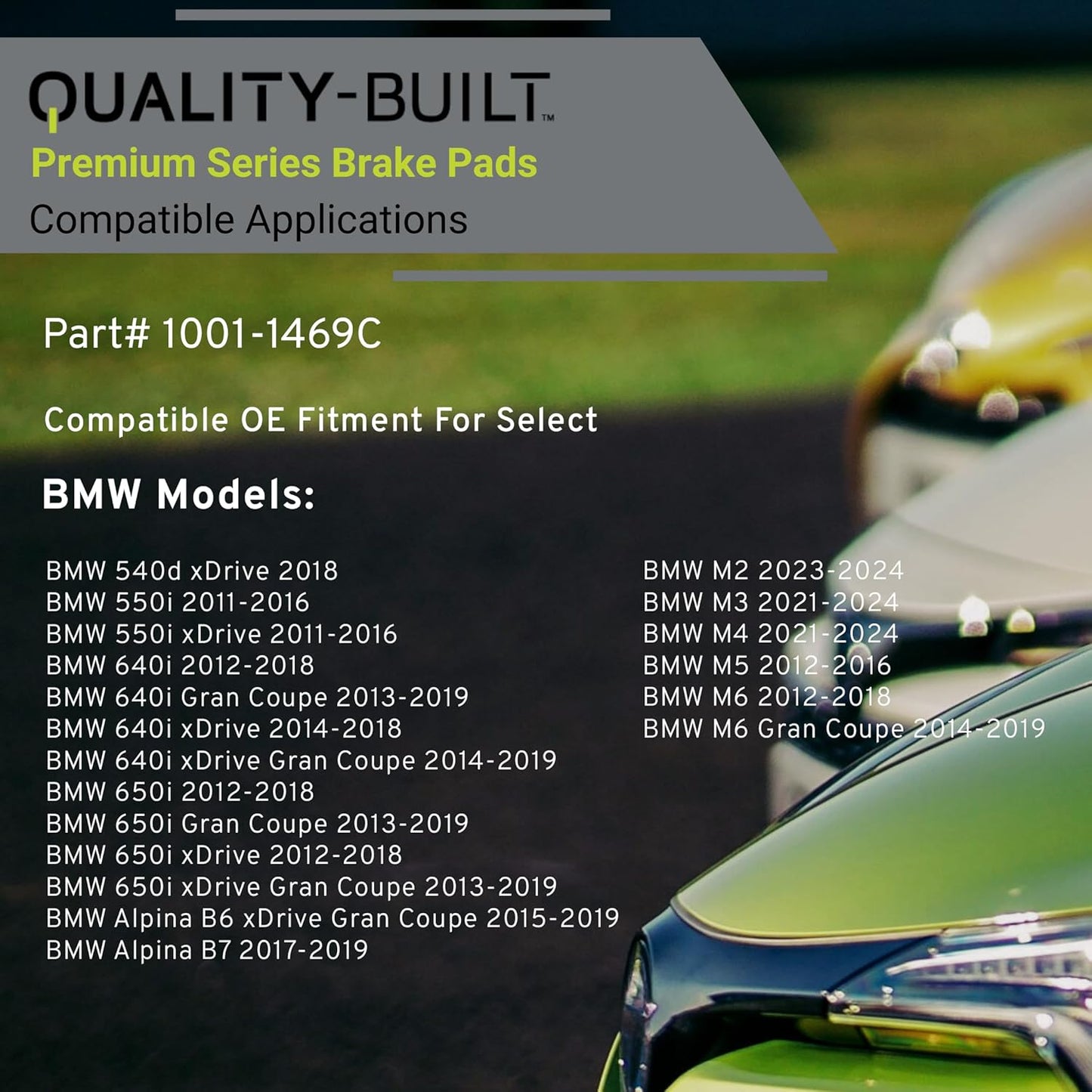 Premium Ceramic Rear Brake Pads (1001-1469C) Compatible with 2011-2024 BMW (540d xDrive/550i/640i/640i Gran Coupe/650i/650i Gran Coupe/Alpina B7/M2/M3/M4/M5/M6/M6 Gran Coupe & More)