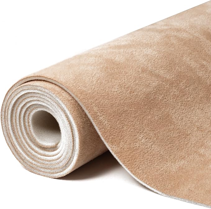 Babnecl Suede Auto Headliner Fabric 122" L × 60" W with Foam Backing - Tube Packaging -Beige Interior Replacement Material for Car/Truck/SUV/RV Roof - Home Repair/DIY Headliner Material