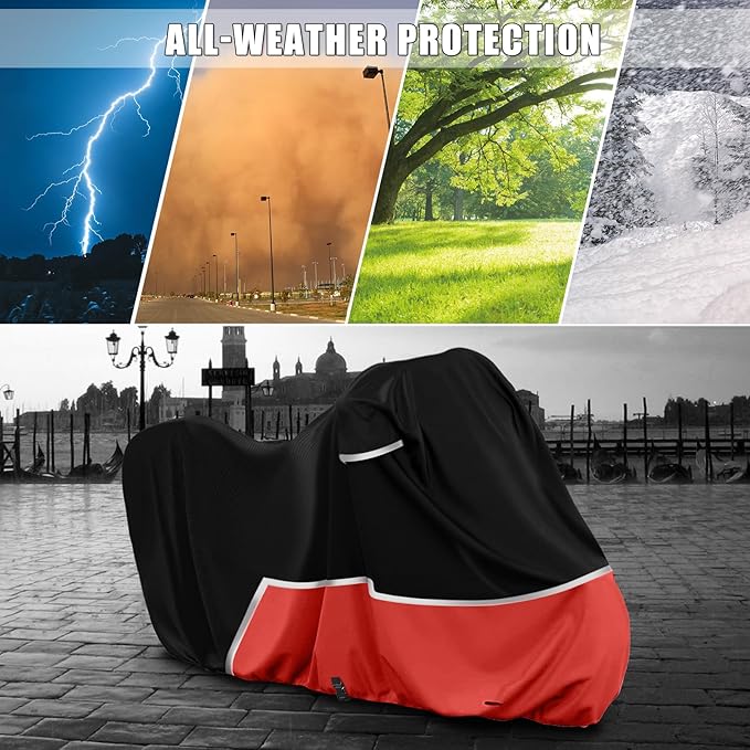 Waterproof Motorcycle Cover Compatible with Royal Enfield Himalayan/Super Meteor 650, 420D Oxford Cloth Cover for Snow Rain Dust Protection
