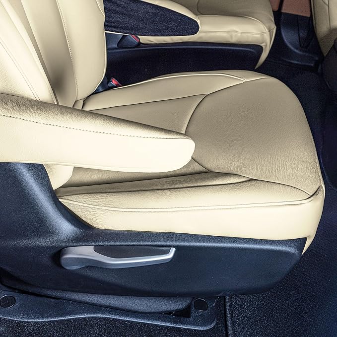 FH Group Custom Fit Car Seat Cover Specefically Made for Chrysler Pacifica 2017-2024 - 2nd Row Set Hybrid, Faux Leather, Solid Beige