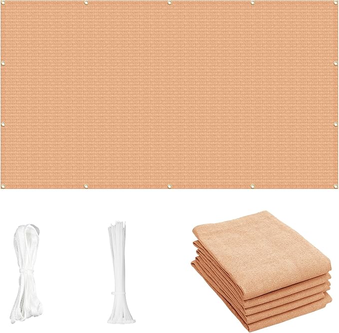 Cool Area Sun Shade Cloth with Grommets 12×16 FT Shade Panel Shade Tarp Screen Fabic for Outdoor Patio Pergola Cover Deck Garden, Peach Fuzz (Customized)