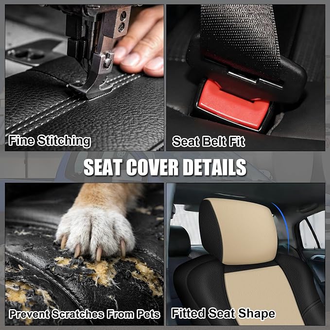 SAPUBK Custom-Fit Front Seat Covers Replace for 2004-2008 Acura TL, Driver and Passenger Premium Leather with Composite Soft Foam Lining Seat Cover