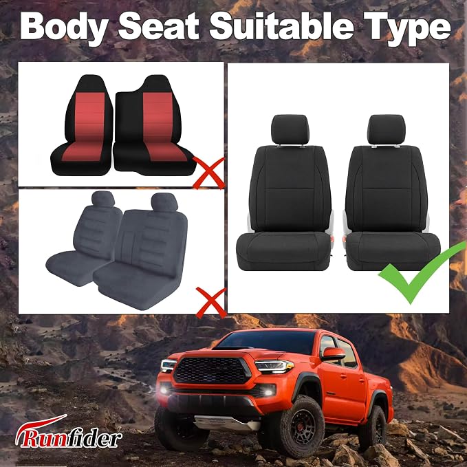 Bench Seat Covers for Toyota Tacoma 2016 2017 2018 2019 2020 2021 2022 2023 Heavy Duty Cloth Protector Interior Accessories,with Non-Folding Passenger Seat, Black（Front）