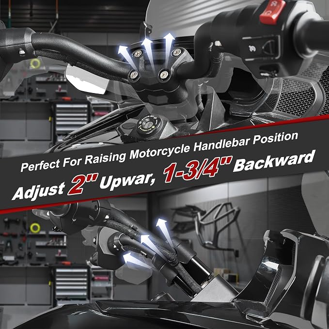 Aluminum 2" Rise Handlebar Riser Kit For Can Am Spyder RT 2020+ & F3/F3T/F3 Limited All Years | 1-3/4" Backward Handle Bar Adjustable Accessories (B)