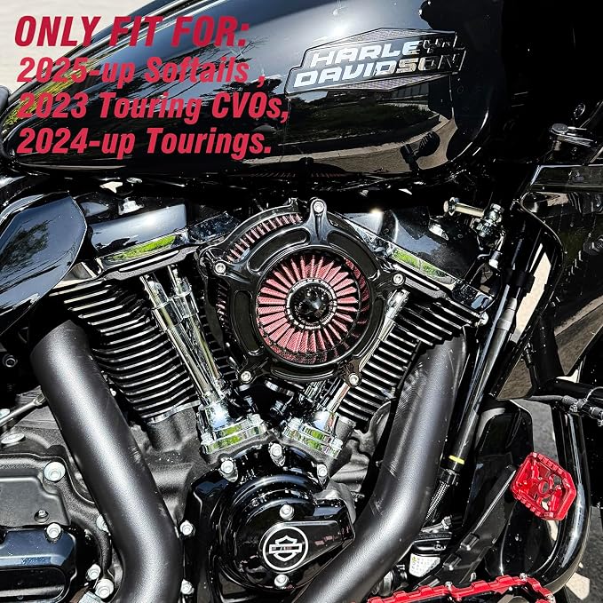 For harley air cleaner filter Sportster Softail Touring street road king glide Dyna for harley davidson air intake filters (Spike turbine - Gray, E-For Touring 2023-UP,Softail 2025-UP)