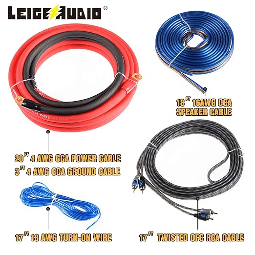 4 Gauge Amp Wiring Kit Ture 4 AWG Amplifier Installation Wiring Kit - Car Subwoofer Wiring Kit Helps You Make Connections and Brings Power to Your Radio, Subwoofer and Speakers