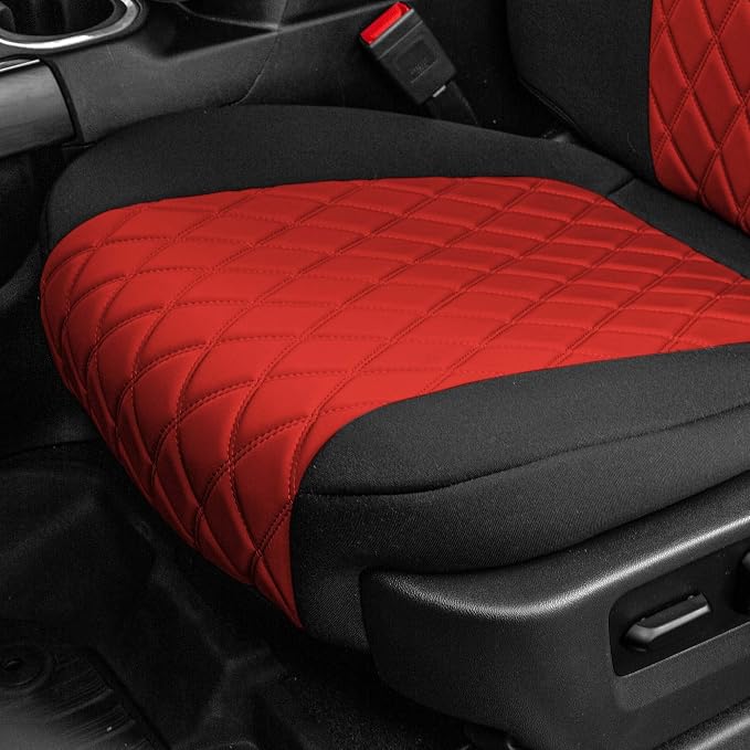FH Group Custom Fit Car Seat Covers Specifically Made for 2019-2023 GMC Sierra 1500 2500HD 3500HD SLE | Base - Ultraflex Neoprene Water Resistant Automotive Seat Covers- Full Set Red