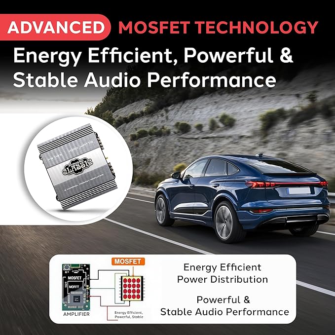 Pyramid PB715X 1000W 2-Channel Bridgeable Car Amplifier – MOSFET Power Supply, Tri-Way Config, 13.8V DC, RCA Input, 90dB SNR, Car Mount, Thermal Protection