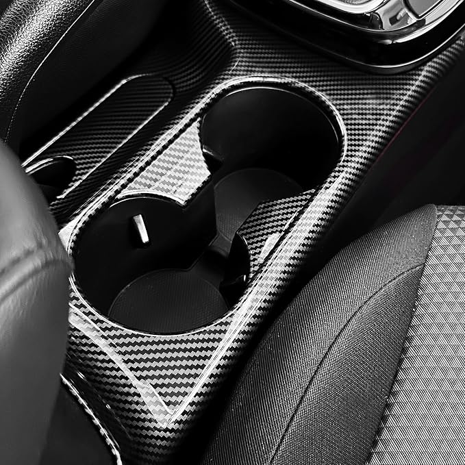 2PCS Cup Holder Trim Cover Compatible with Kia Soul 2020-2026 Accessories,Not for Electronic Handbrake Version (Carbon Fiber Pattern)