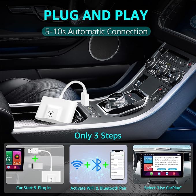 ISIX Wireless CarPlay Adapter/Dongle for Factory Wired CarPlay Cars, Plug & Play Auto Connect No Delay for Cars Year 2016-2023
