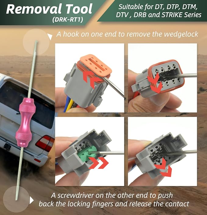 345 pcs DT Deutsch Connector Kit, 2 3 4 6 8 12 Pin Waterproof Connectors, Crimping Tool(12-20AWG), Connector Removal Tool, 100Pairs 16# Solid Terminal Contacts for Cars Motorcycle Boat