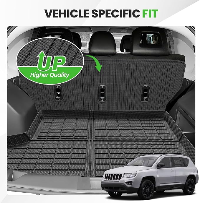 Cargo Liner for Jeep Compass/Patriot 2007-2016 & 2007-2012 Dodge Caliber, All Weather Cargo Mats for Compass Accessories, Heavy Duty TPE Trunk Mat, Car Accessories