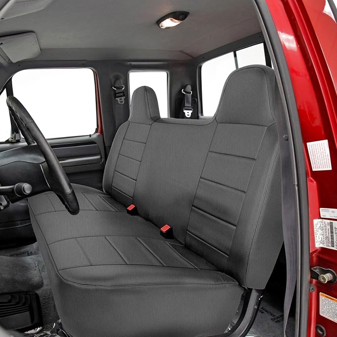 Seat Cover Compatible with 1992-1998 Ford F150/F250/F350 Solid Bench with Molded Headrest (No Center Armrest), Heavy Duty Knitted Fabric