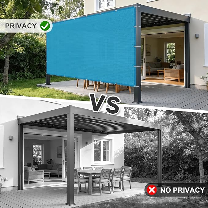 Cool Area Sun Shade Cloth with Grommets 12x16 FT Shade Panel Shade Tarp Screen Fabic for Outdoor Patio Pergola Cover Deck Garden, Turquoise Blue