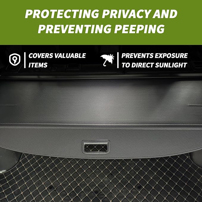 Trunk Cargo Cover for Chevy Equinox GMC Terrain 2018-2024, with Carbon Fiber Texture Ends, Anti - Peeping Retractable Security Shade for Privacy, SUV Accessories (No Equinox EV)