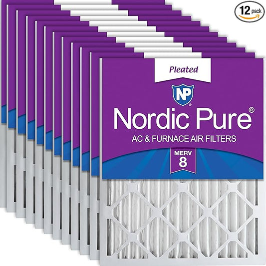 Nordic Pure 14x24x2 (Actual Size: 13 1/2 x 23 1/2 x 1 3/4) Pleated MERV 8 Air Filters 12 Pack