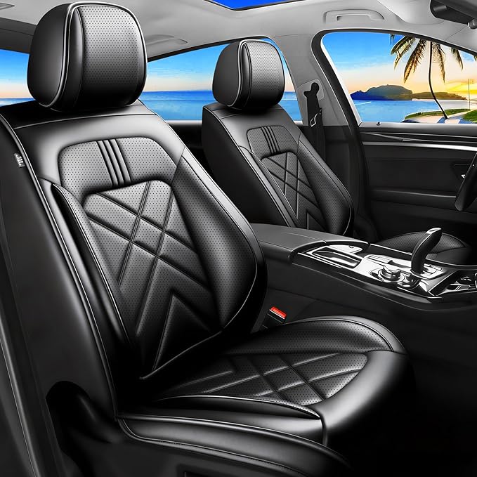 4Runner Car Seat Covers Custom Fit for Toyota 4Runner 2003-2026, Premium Full Coverage Leather Automotive Seat Protectors, All Seasons Waterproof Breathable, Airbag Compatible (Full Set, Black)