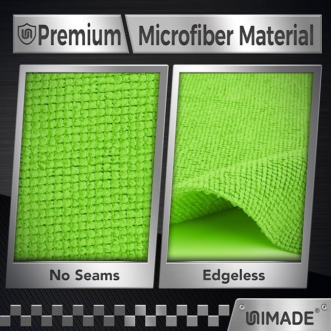 UNIMADE Microfiber Cleaning Cloth, 100PK Commercial Grade Work Rags Microfiber Towels for Cars Cleaning Rags Bulk Detailing Cloth for Automotive Bar Mechanic Restaurant Garage, 11.5"x11.5", Multicolor