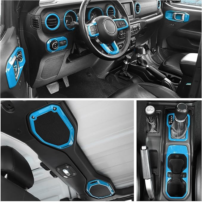 RT-TCZ for Wrangler JL Interior Trim Kit Compatible with Jeep Wrangler JL JLU Gladiator JT 2018-2023 Baby Blue Interior Accessories 23pcs