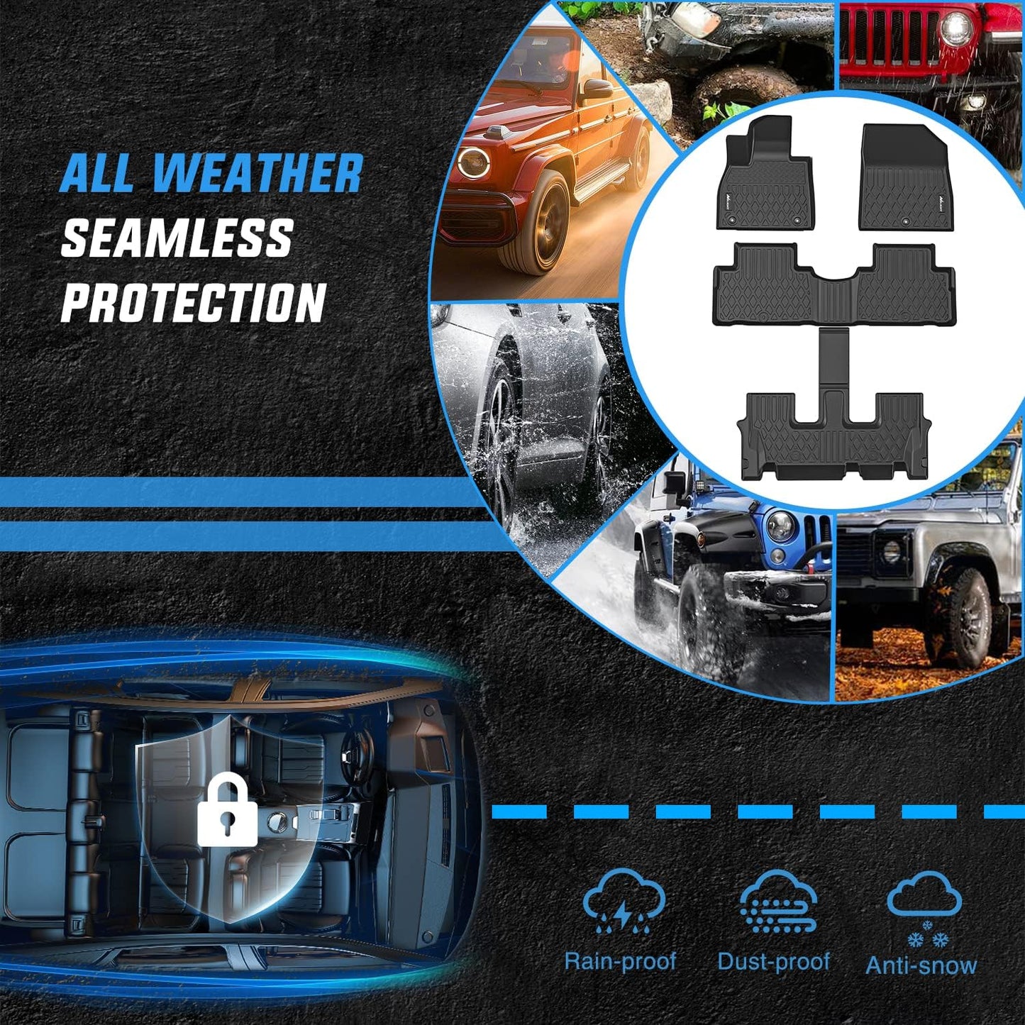 Nilight TPE Floor Mats for 2020 2021 2022 2023 2024 2025 Hyundai Palisade with Bucket Seats,All Weather Custom Fit Heavy Duty Floor Liners