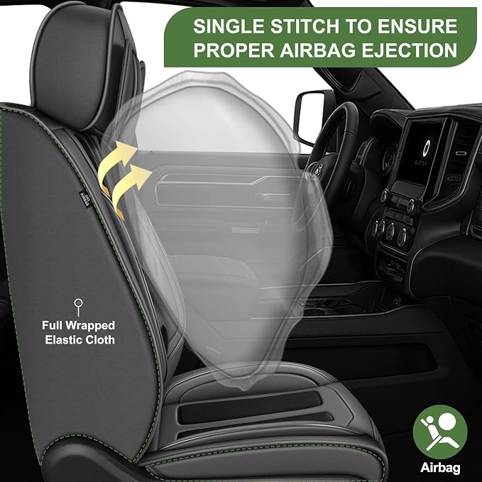 TTX LIGHTING Seat Covers Fit for Dodge RAM 2012-2025 2026: Compatible with RAM 1500 2500 3500 Crew Quad Regular Cab Full Set Pickup Truck Seat Covers(Flat Bench, 5 Seats, Black & Grey)