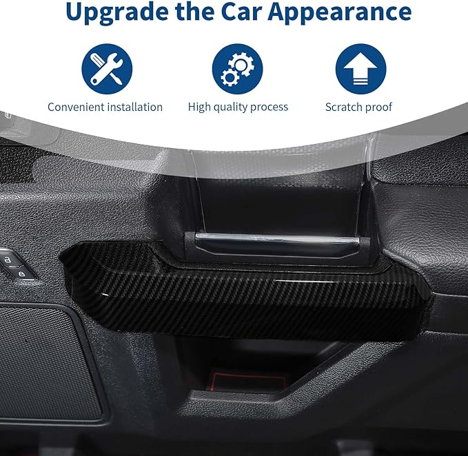 for F150 Inner Door Grab Handle Trim Cover Steering Wheel Panel Trim for Ford F150 2015-2020 Carbon Fiber Interior Accessories 5pcs