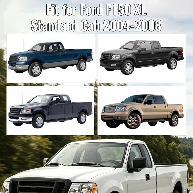 Custom 40/20/40 Split Bench Seat Covers for Ford F150 XL/Standard Cab 2004 2005 2006 2007 2008 Sandwiched Cloth Protector Interior Accessories，Waterproof & Machine Washable - Black