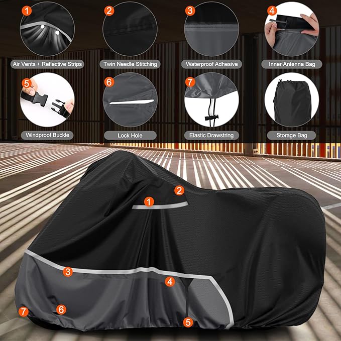 Waterproof Motorcycle Cover Replace for Kawasaki Z125/Z125 Pro/KLX 110 Model, 420D Oxford Cloth Motorcycle Cover for Snow Rain Dust Protection