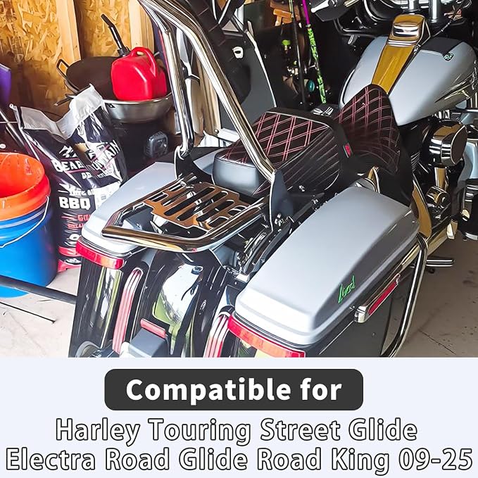 Detachable Luggage Rack for Harley Touring 2009-2026 Street Road Electra Glide/Road King, Chrome（Classic）
