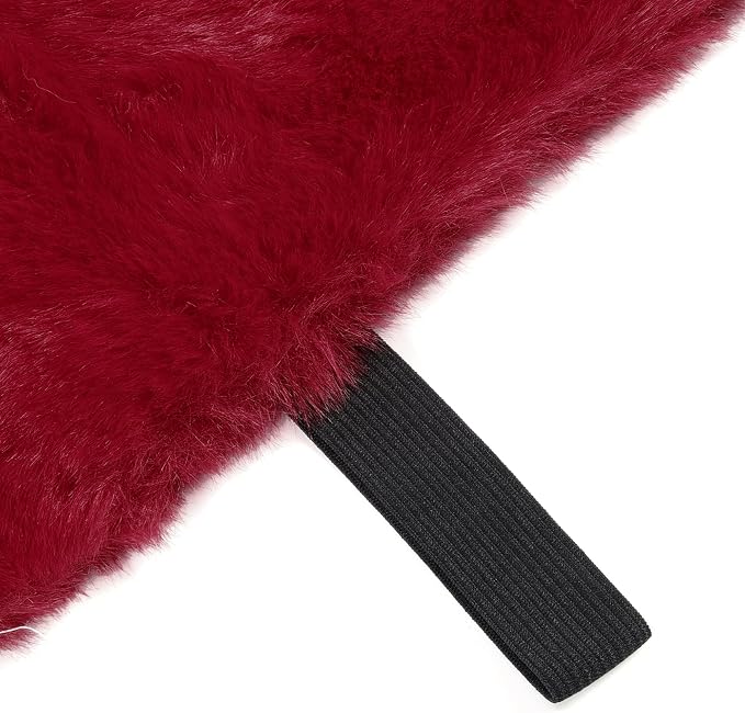 X AUTOHAUX Universal Car Seat Cover Set Car Seat Cushion for Front Rear Seat Shearling Wool Seat Mat Wine Red 1 Set