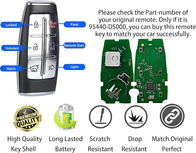 Smart Key for Hyundai Genesis GV70 2022-2023, Alliskeys 6-Buttons Proximity Key Fob Replacement for Hyundai Genesis GV70 2022 2023 TQ8-FOB-4F36 95440-DS000