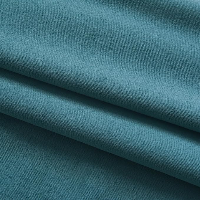 Roslynwood Luxury Soft Teal Blue Velvet Curtains 108 inches Long Back Tab Thermal Insulated Blackout Window Drapes for Living Room/Bedroom/Dining Room, W52 x L108, 2 Panels