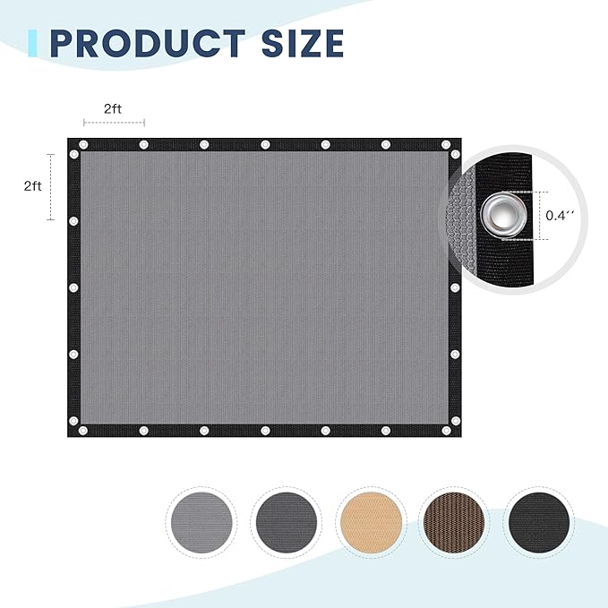 90% Sun Shade Cloth with Grommets, Customizing Outdoor Pergola Shade Cover, Heavy-Duty Mesh Tarp Patio Sun Screen for Lawn Garden Backyard, 15X20 FT, Light Grey