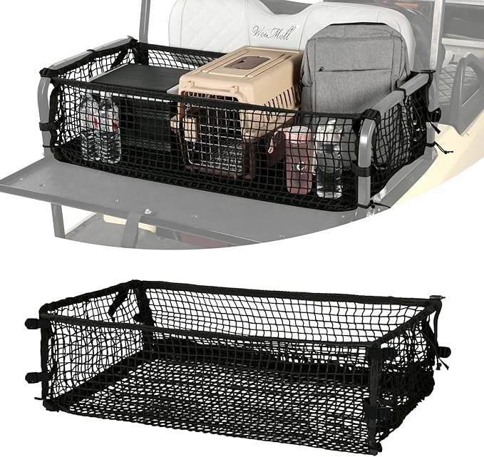4 Passenger Golf Cart Cargo Net for Club Car EZGO Yamaha Adjustable Elastic Storage Net Black Washable Grocery Shopping Bag