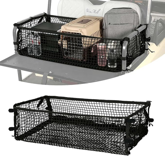 4 Passenger Golf Cart Cargo Net for Club Car EZGO Yamaha Adjustable Elastic Storage Net Black Washable Grocery Shopping Bag