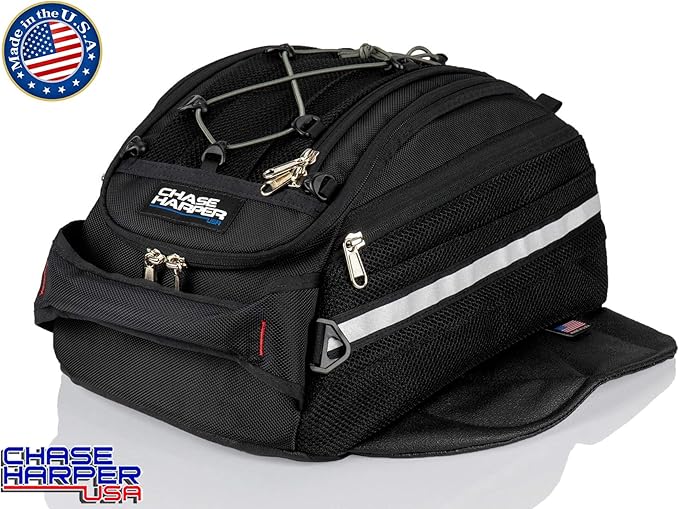Chase Harper USA 540 Magnetic Tank Bag - Water-Resistant, Tear-Resistant, Industrial Grade Ballistic Nylon with Anti-Scratch Rubberized Bottom, Neodymium Magnets within Magnetic Wings – Black