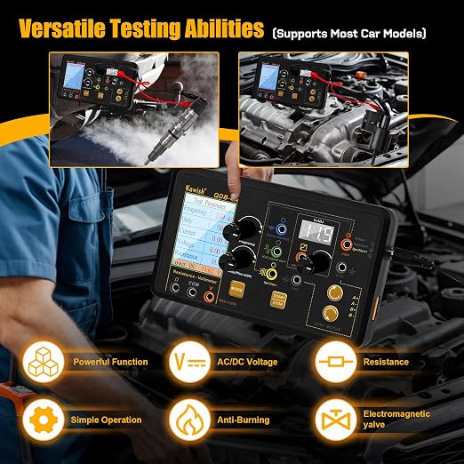 QDB-4A Ignition Coil Tester, 12V Automotive Actuator Tester, PWM Signal Generator Drive Fault Tester for Test Digital Injector Solenoid Valves Idle Stepping Instrument Urea Pump Motors Driver Treasure