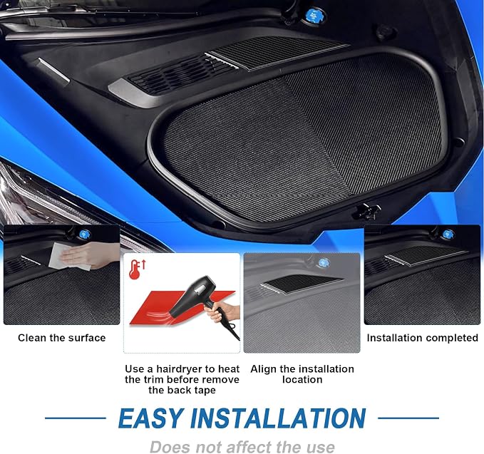 Real Carbon Fiber Front Trunk Panel Cover Trim Compatible with Corvette C8 2020-2026, Interior Decor Sticker Accessories