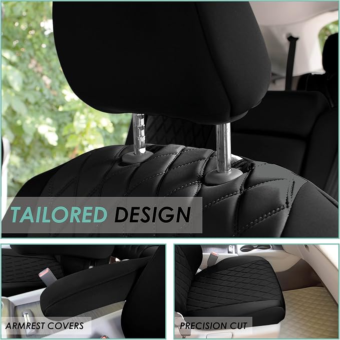 FH Group Custom Fit Car Seat Covers Specifically Made for 2016–2022 Honda Pilot, Front Set Black Ultraflex Neoprene, Waterproof Car Seat Cover, Honda Accessories