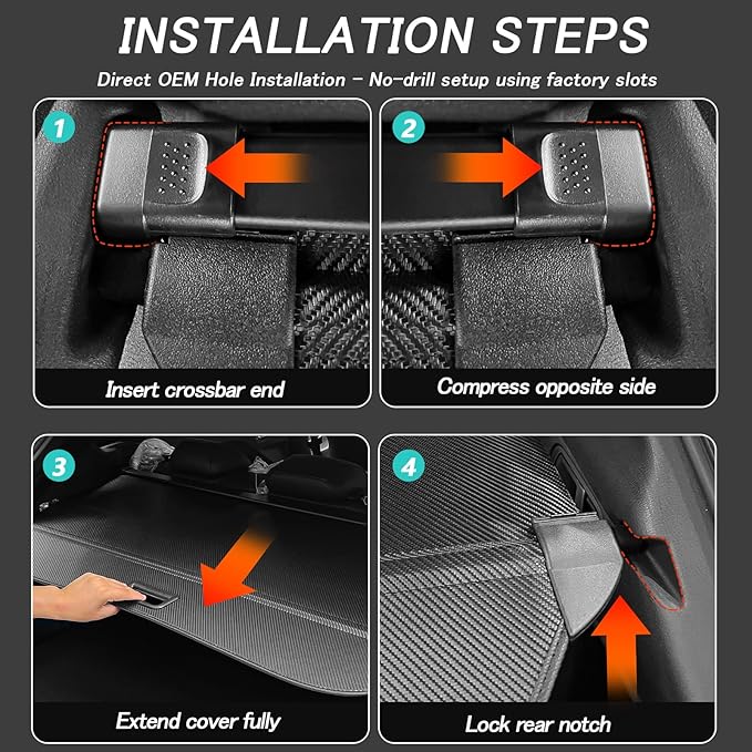 Cargo Cover for Hyundai Santa Fe 2024 2025 2026 Accessories Retractable Trunk Cover Security Shielding Shade Cargo Luggage Cover Trunk Privacy Protection (Carbon Fiber Texture)