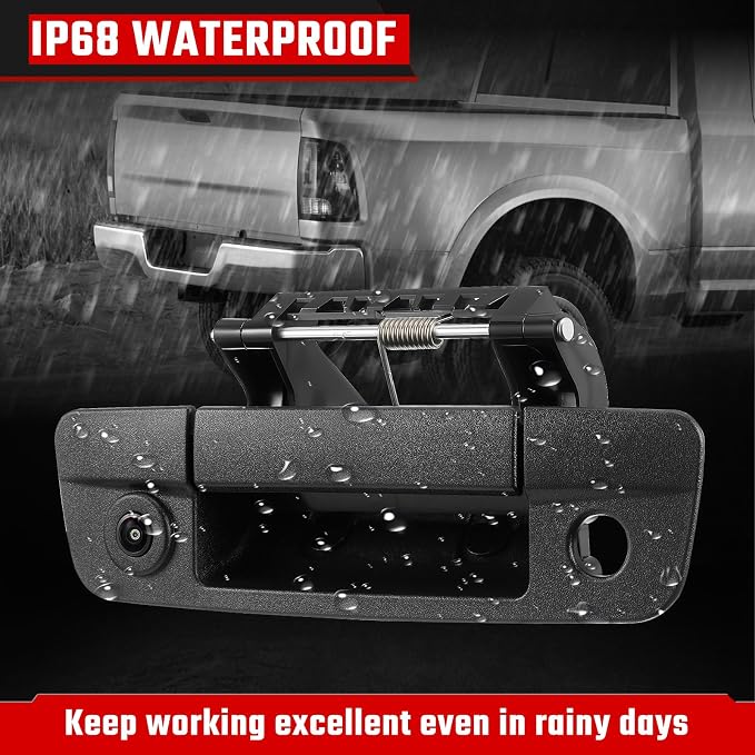 Tailgate Handle Backup Camera Fit for Dodge RAM 1500 2009-2017,Fit for Dodge RAM 2500 3500 2010-2017 Tailgate Reversing Rear View Park Assist Camera RCA Plug Replace# 68084284AB