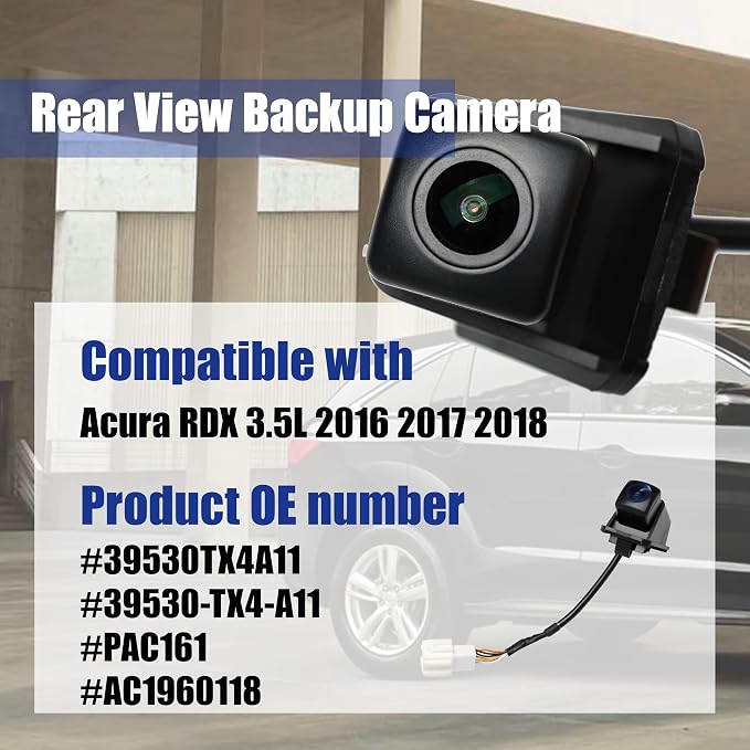 No.39530-TX4-A11 Rear View Backup Reverse Parking Camera [8 Pins] IP68 HD | Compatible with Acura RDX 3.5L 2016 2017 2018 Reverse Park Assist Camera Replace OE#39530TX4A11 PAC161 AC1960118
