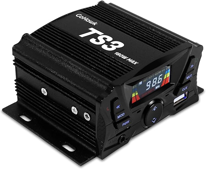 GoHawk Motorcycle Speakers Bluetooth, Waterproof Speakers and Amplifier Audio Sound System, Weatherproof, FM Radio, Volume Control, ATV UTV w/AUX in, USB, Micro SD