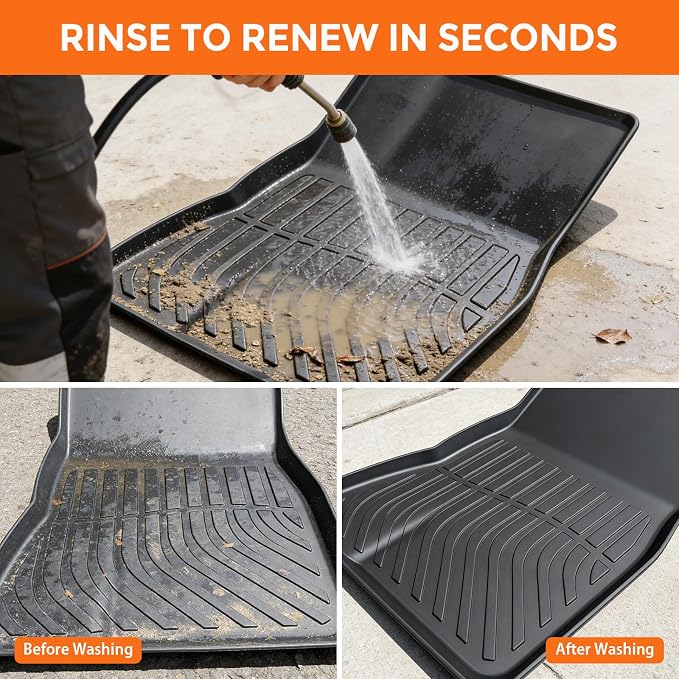 Floor Mats for Ford Mustang 2015-2025 (Not for Mach-E, Not for Cargo with Subwoofer), Heavy Duty TPE All Weather Protection, Waterproof Non-Slip Black Car Liners (Two-Row Floor Mats & Cargo Liner)